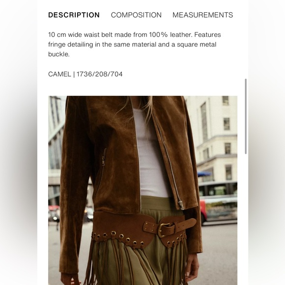 Zara NWT 100% leather fringed waist belt 1736/208 - Picture 6 of 9